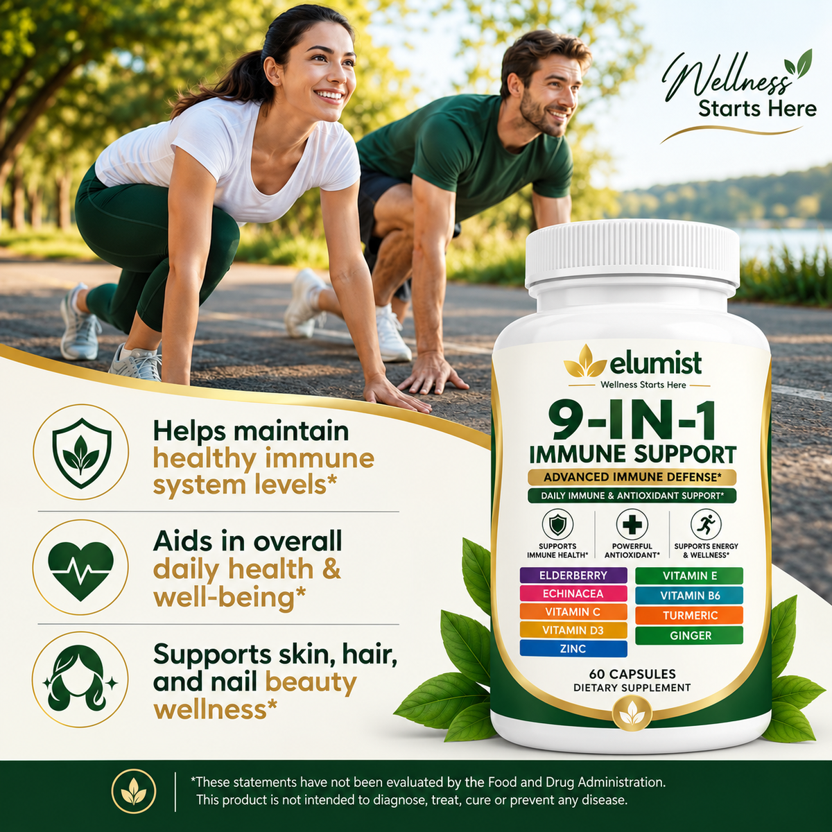 9-in-1 Immune Support Supplement, Antioxidant Formula