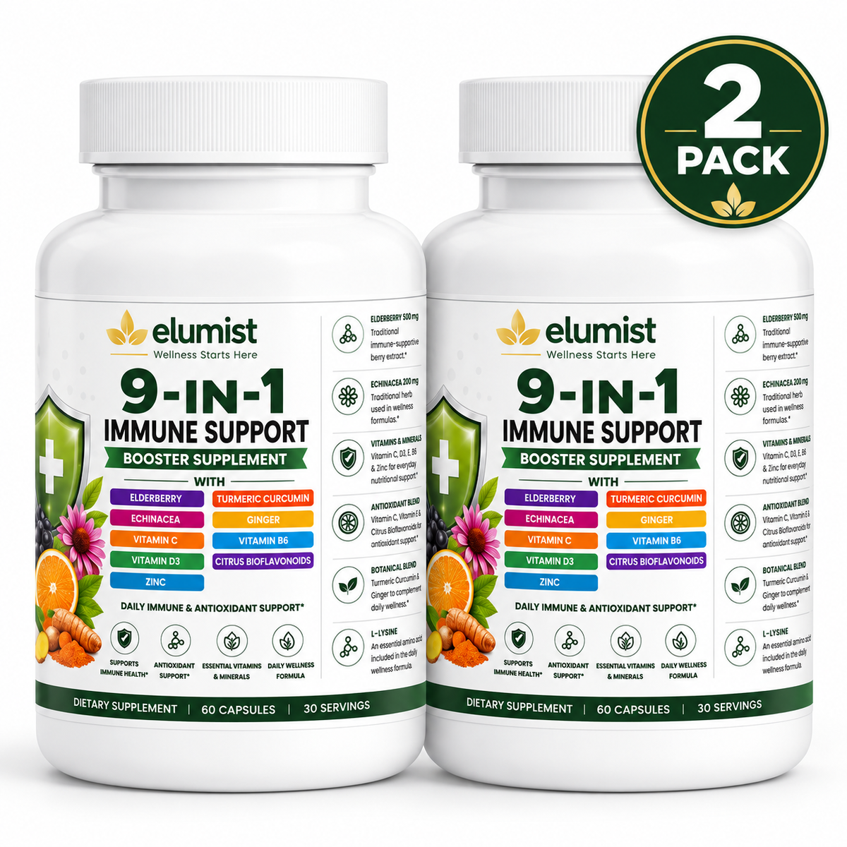 9-in-1 Immune Support Supplement, Antioxidant Formula