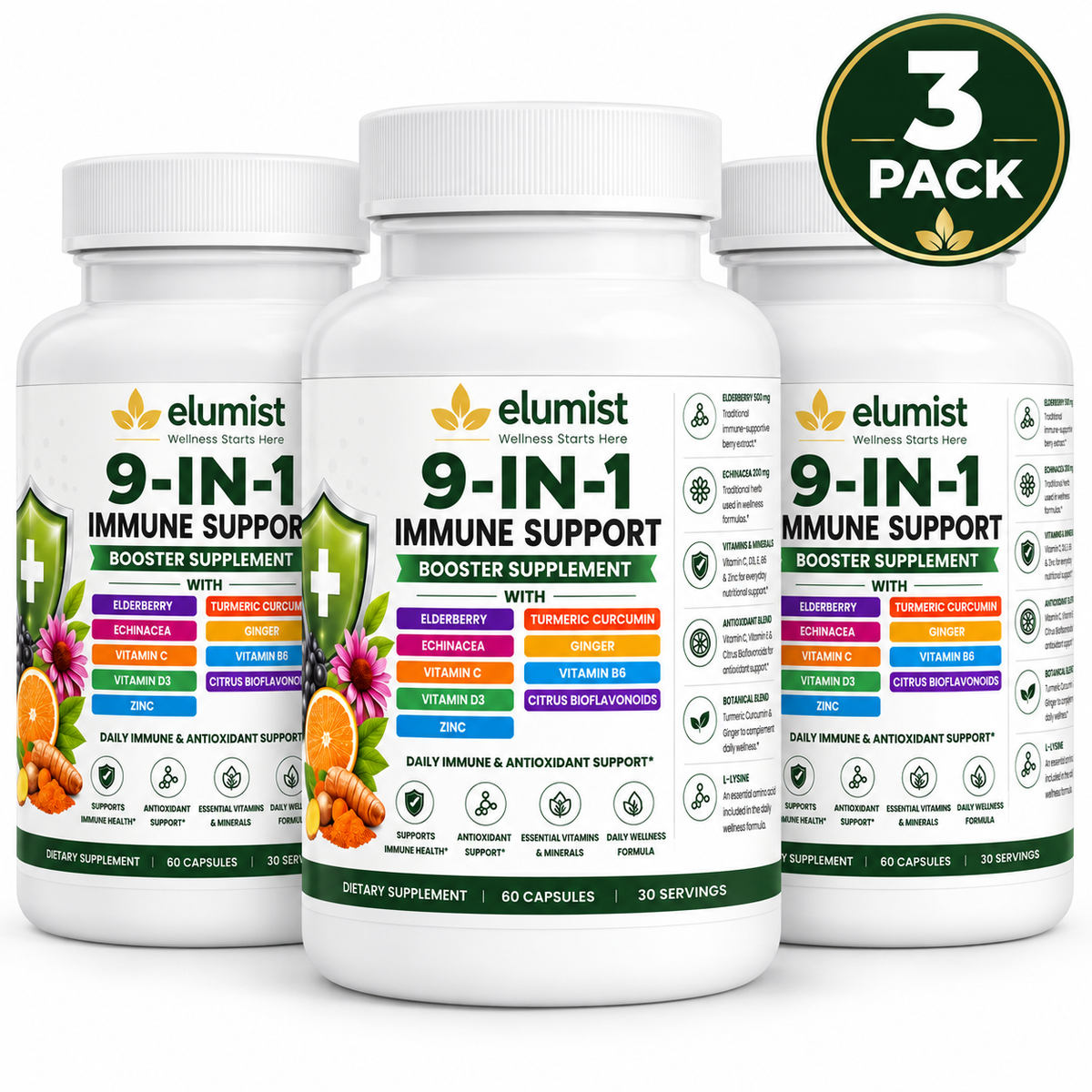9-in-1 Immune Support Supplement, Antioxidant Formula